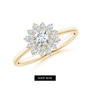 lab grown classic double floral halo diamond ring